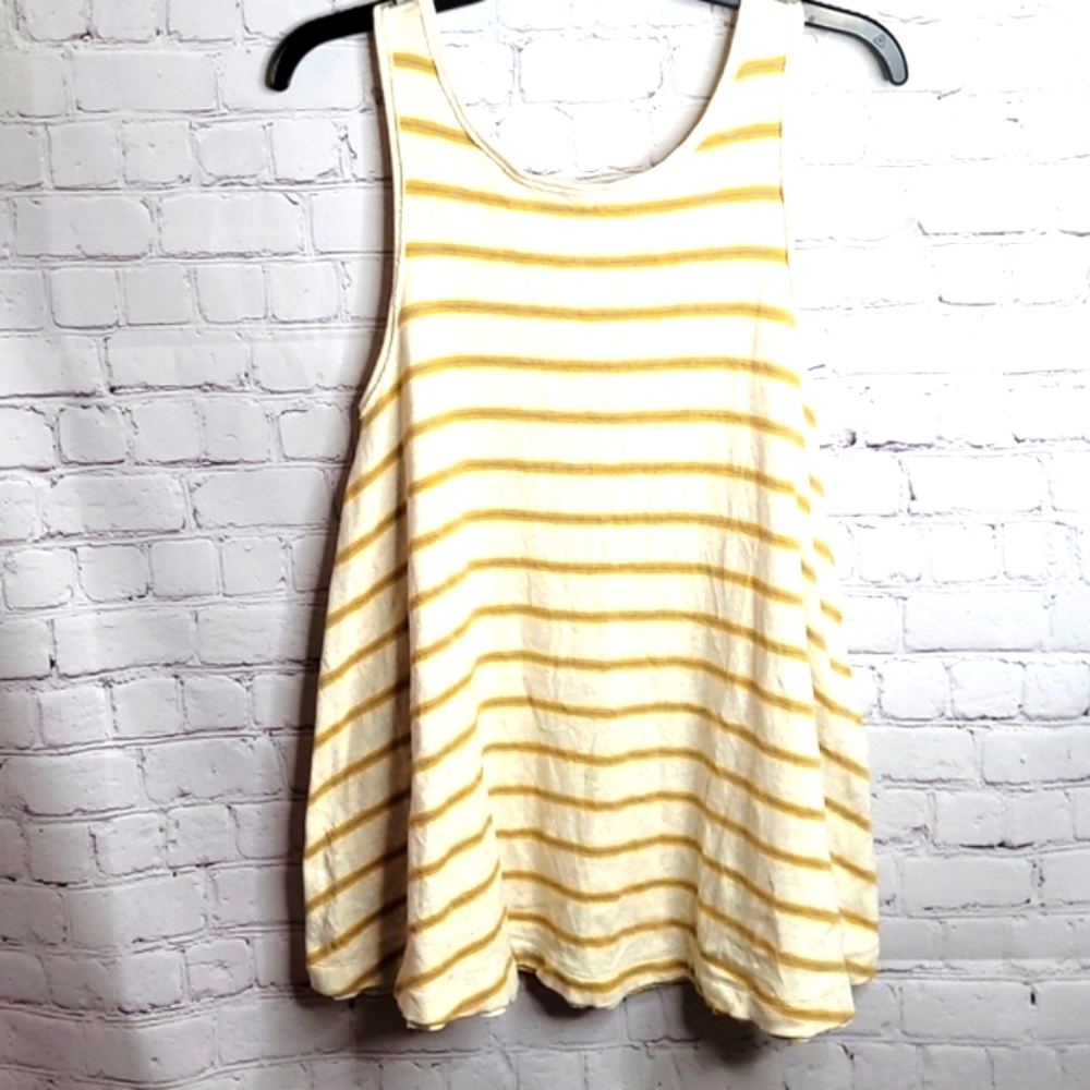 We The Free - Urban Outfitters - Yellow Blue Striped Sleeveless Tunic To…